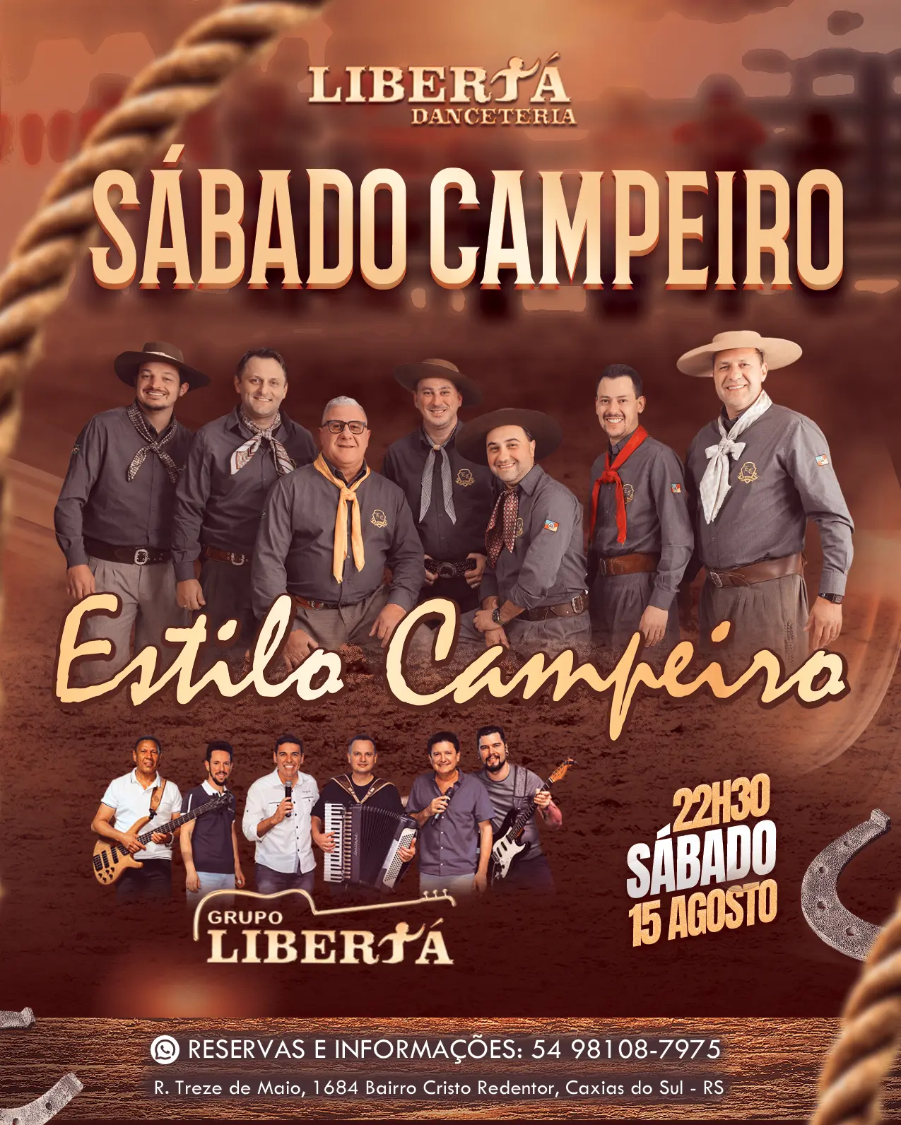 Sábado Campeiro com Estilo Campeiro e Grupo Libertá — 15 de agosto